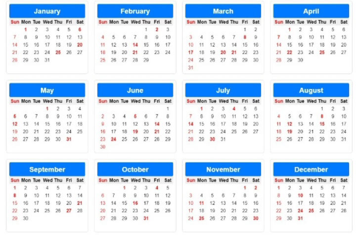 2024 Yearly Calendar Blue Download